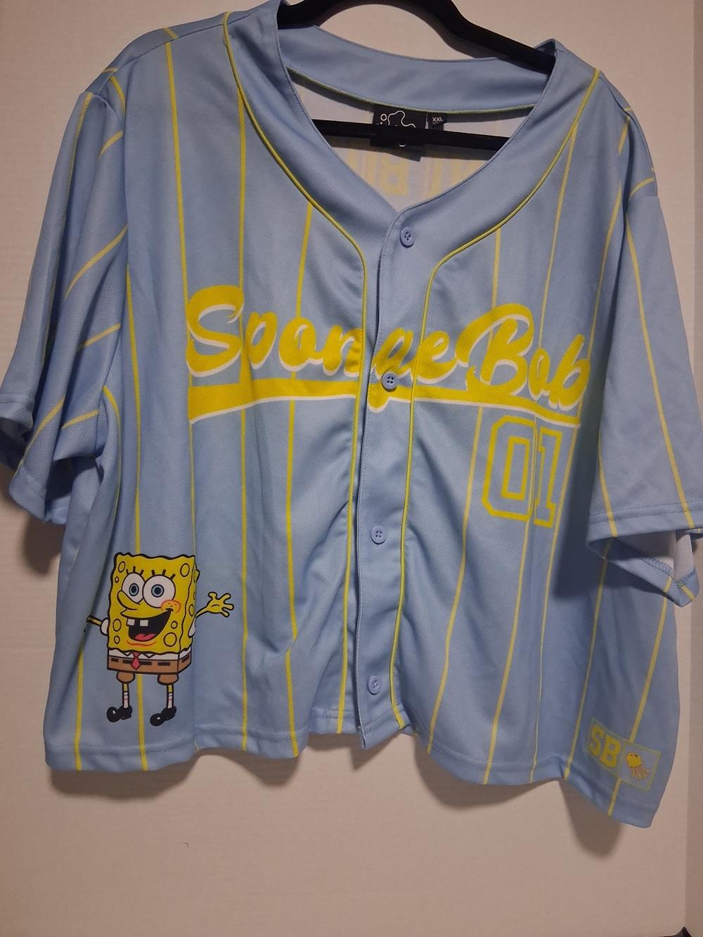 Nickelodeon SpongeBob Light Blue & Yellow Button-Front Jersey XXL